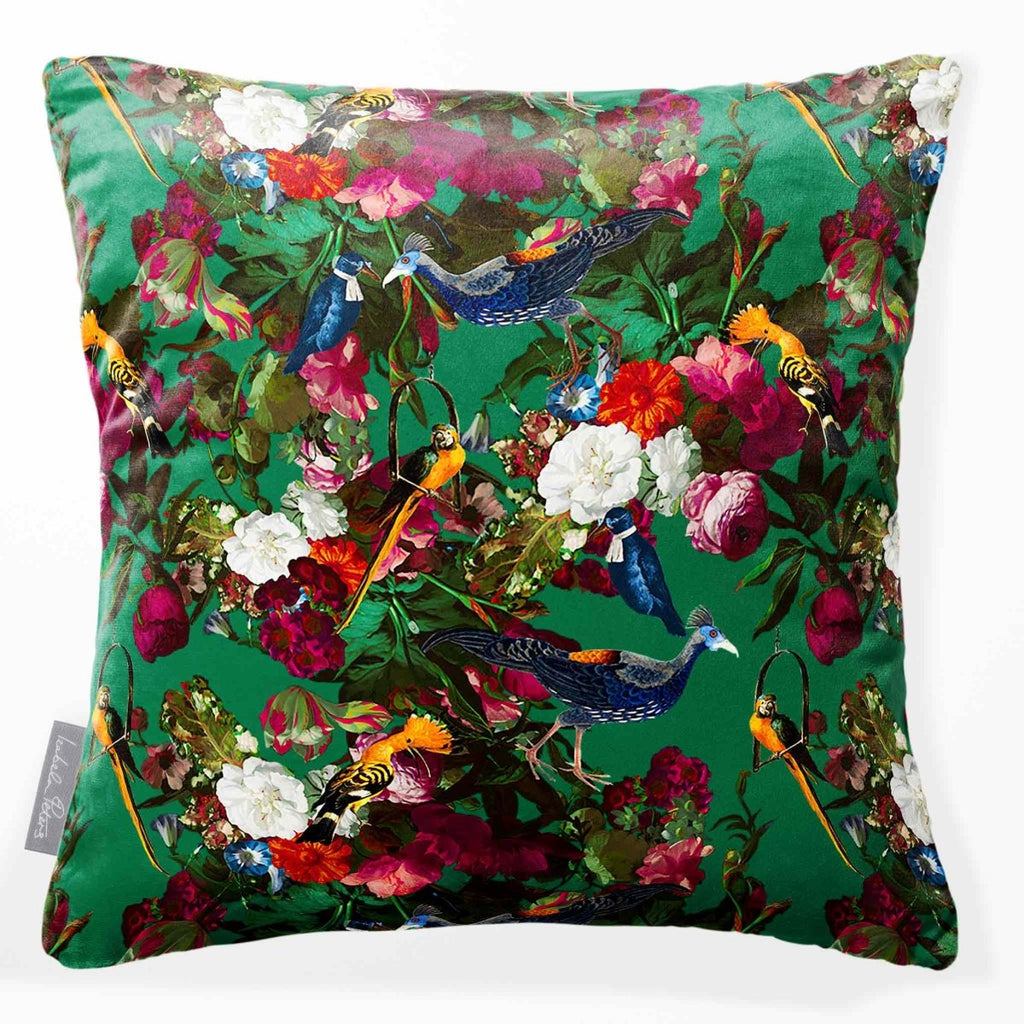 Manor House Garden | Sustainable Velvet Cushion - Emerald Green 40 x 40 cm Smooth by Izabela Peters