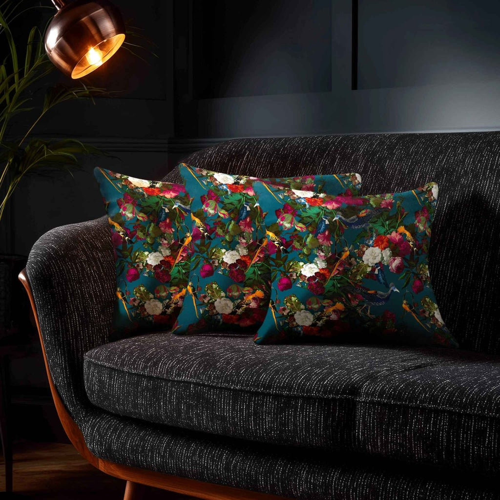 Manor House Garden | Sustainable Velvet Cushion - Teal 40 x 40 cm Smooth by Izabela Peters