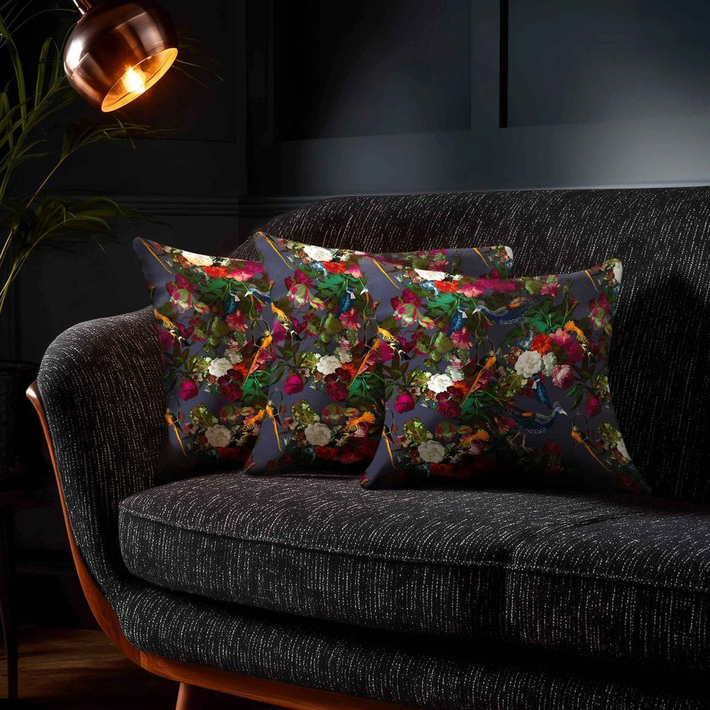 Manor House Garden | Sustainable Velvet Cushion - Graphite 40 x 40 cm Smooth by Izabela Peters