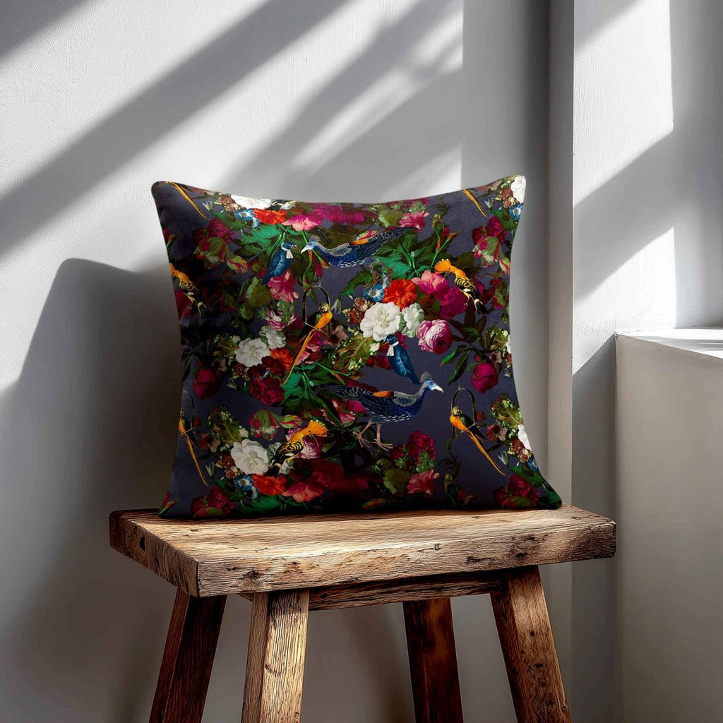 Manor House Garden | Sustainable Velvet Cushion - Graphite 40 x 40 cm Smooth by Izabela Peters