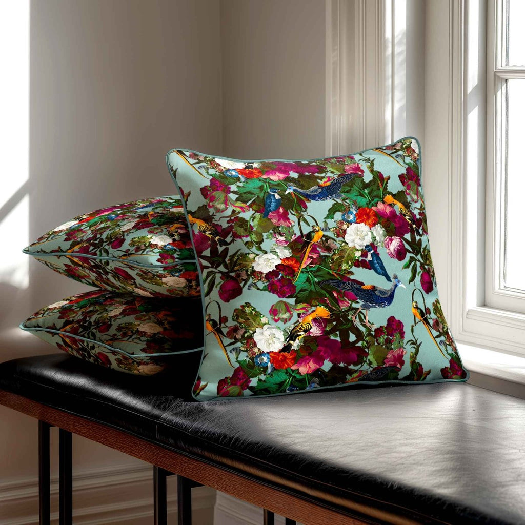 Manor House Garden | Sustainable Velvet Cushion - Blue Surf 40 x 40 cm Smooth by Izabela Peters