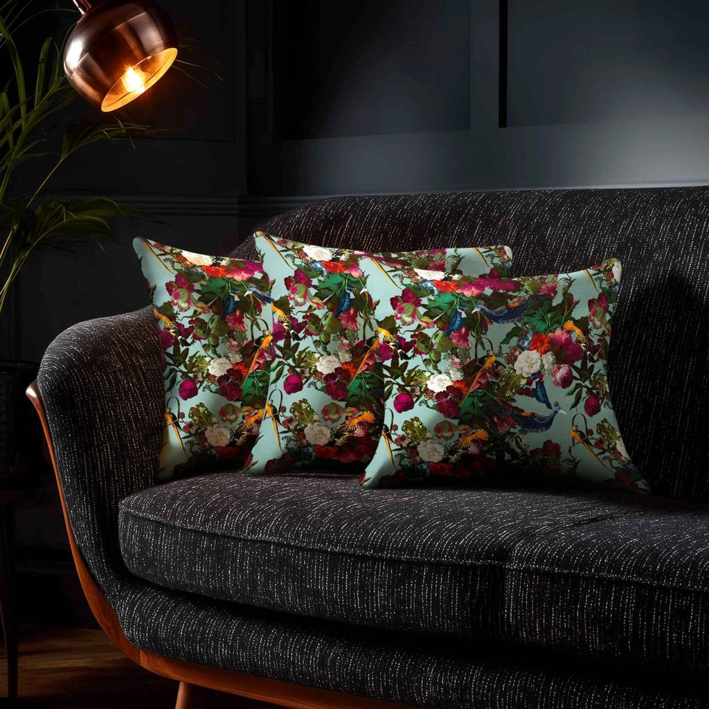 Manor House Garden | Sustainable Velvet Cushion - Blue Surf 40 x 40 cm Smooth by Izabela Peters