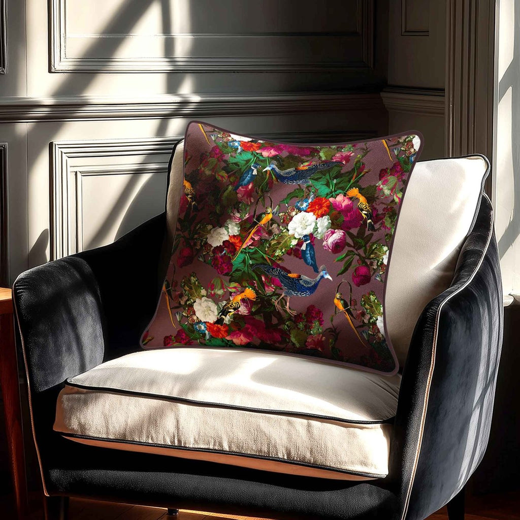 Manor House Garden | Sustainable Velvet Cushion - Italian Grape 40 x 40 cm Smooth by Izabela Peters