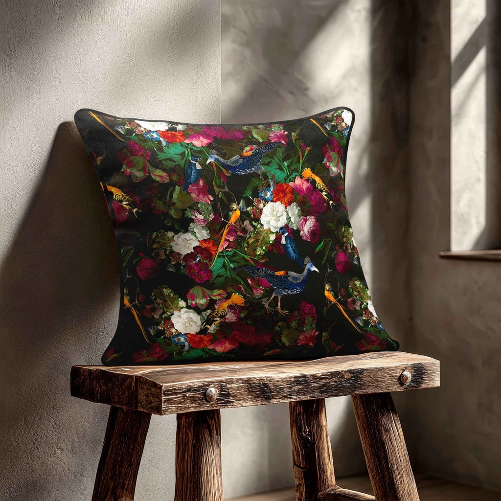 Manor House Garden | Sustainable Velvet Cushion - Charcoal 40 x 40 cm Smooth by Izabela Peters