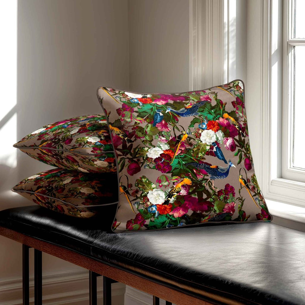 Manor House Garden | Sustainable Velvet Cushion - Dovedale Stone 40 x 40 cm Smooth by Izabela Peters