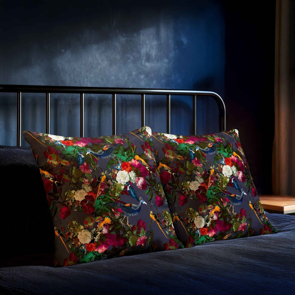 Manor House Garden | Sustainable Velvet Cushion - Graphite 40 x 40 cm Smooth by Izabela Peters