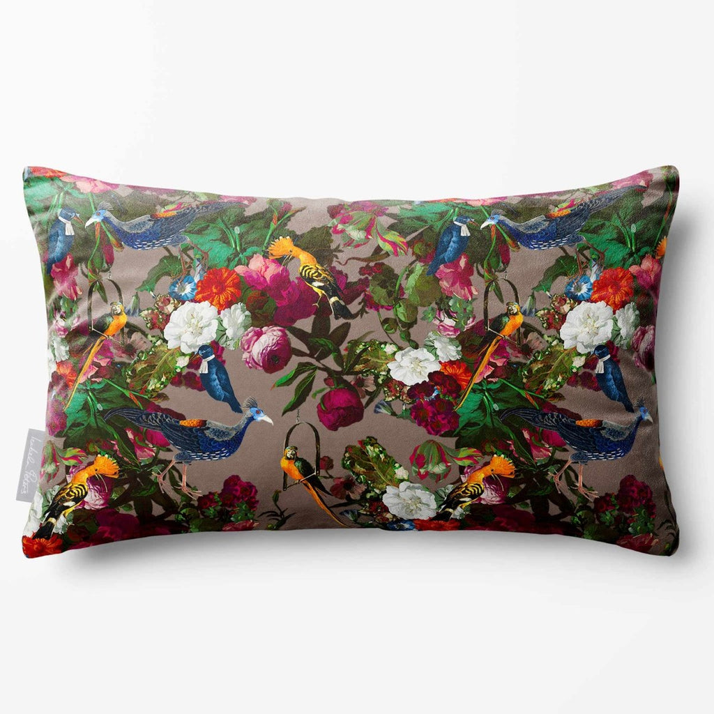 Manor House Garden | Sustainable Velvet Rectangle Cushion - Dovedale Stone 50 x 30 cm Standard by Izabela Peters