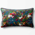 Manor House Garden | Sustainable Velvet Rectangle Cushion - Teal 50 x 30 cm Piped by Izabela Peters