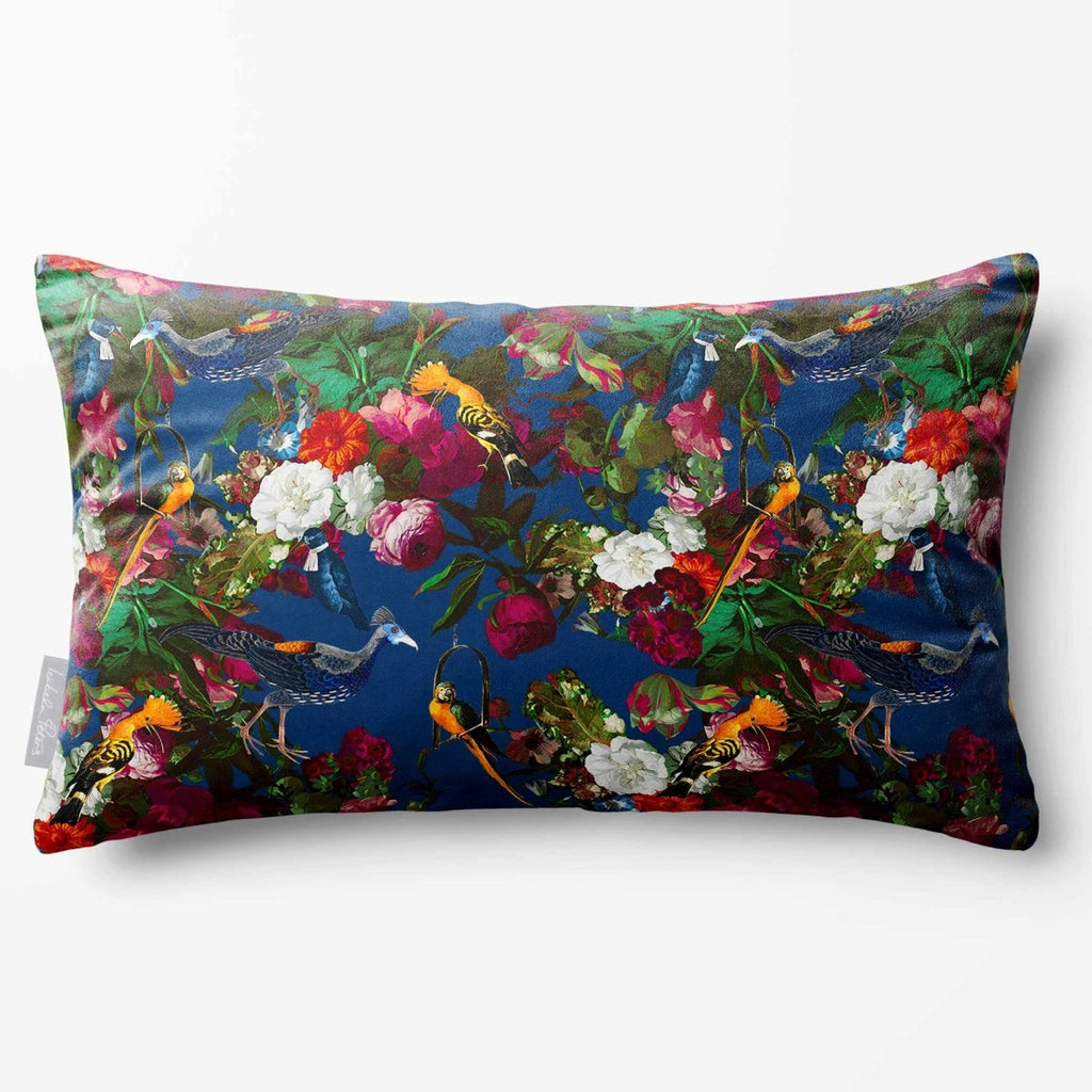 Manor House Garden | Sustainable Velvet Rectangle Cushion - Estate Blue 50 x 30 cm Standard by Izabela Peters