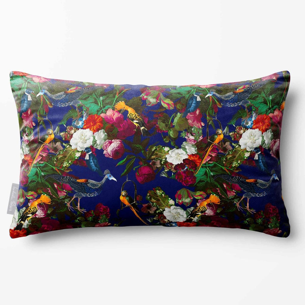 Manor House Garden | Sustainable Velvet Rectangle Cushion - Midnight 50 x 30 cm Standard by Izabela Peters