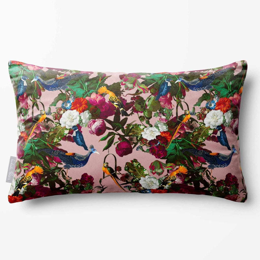 Manor House Garden | Sustainable Velvet Rectangle Cushion - Rosewater 50 x 30 cm Standard by Izabela Peters
