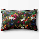 Manor House Garden | Sustainable Velvet Rectangle Cushion - Charcoal 50 x 30 cm Piped by Izabela Peters