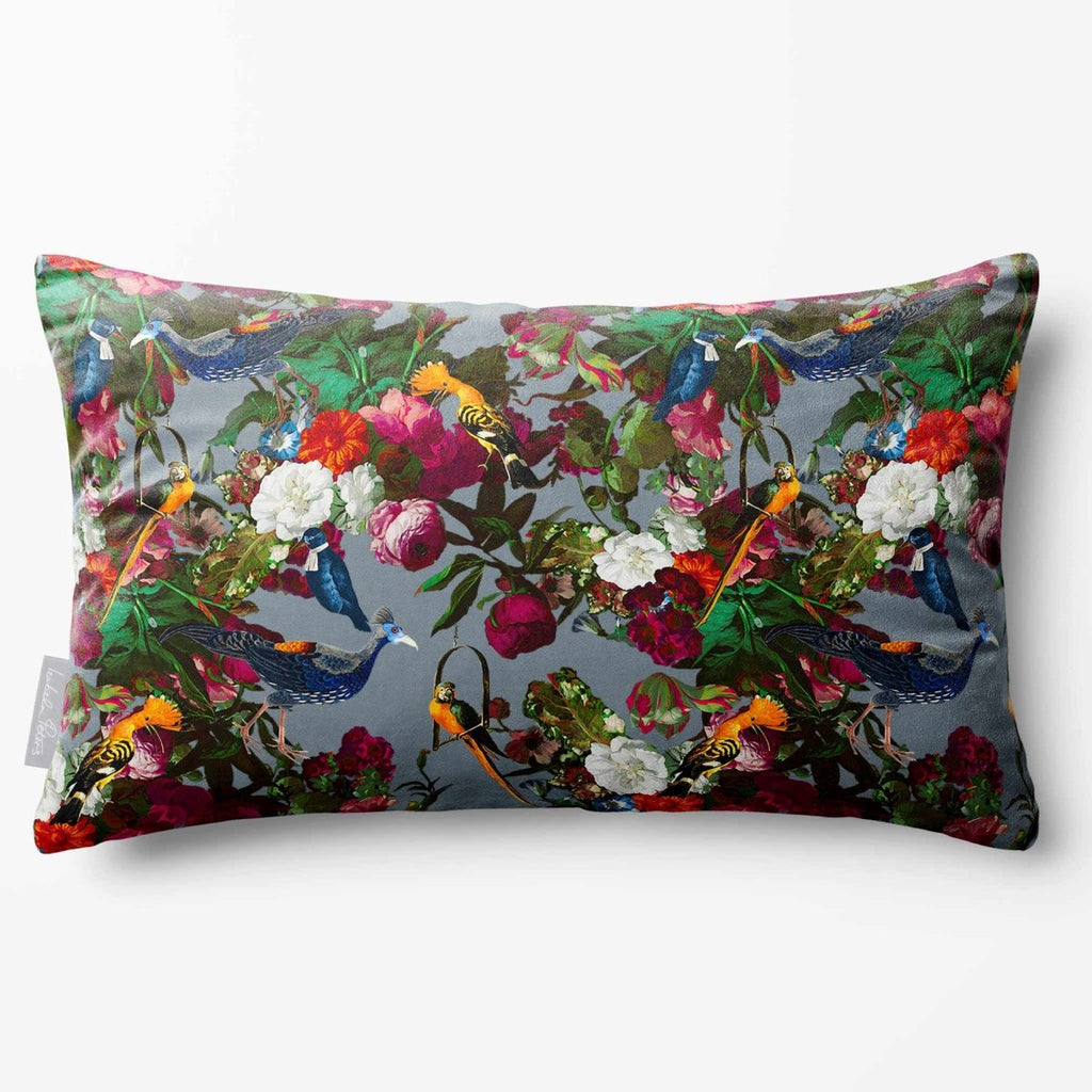 Manor House Garden | Sustainable Velvet Rectangle Cushion - French Grey 50 x 30 cm Standard by Izabela Peters