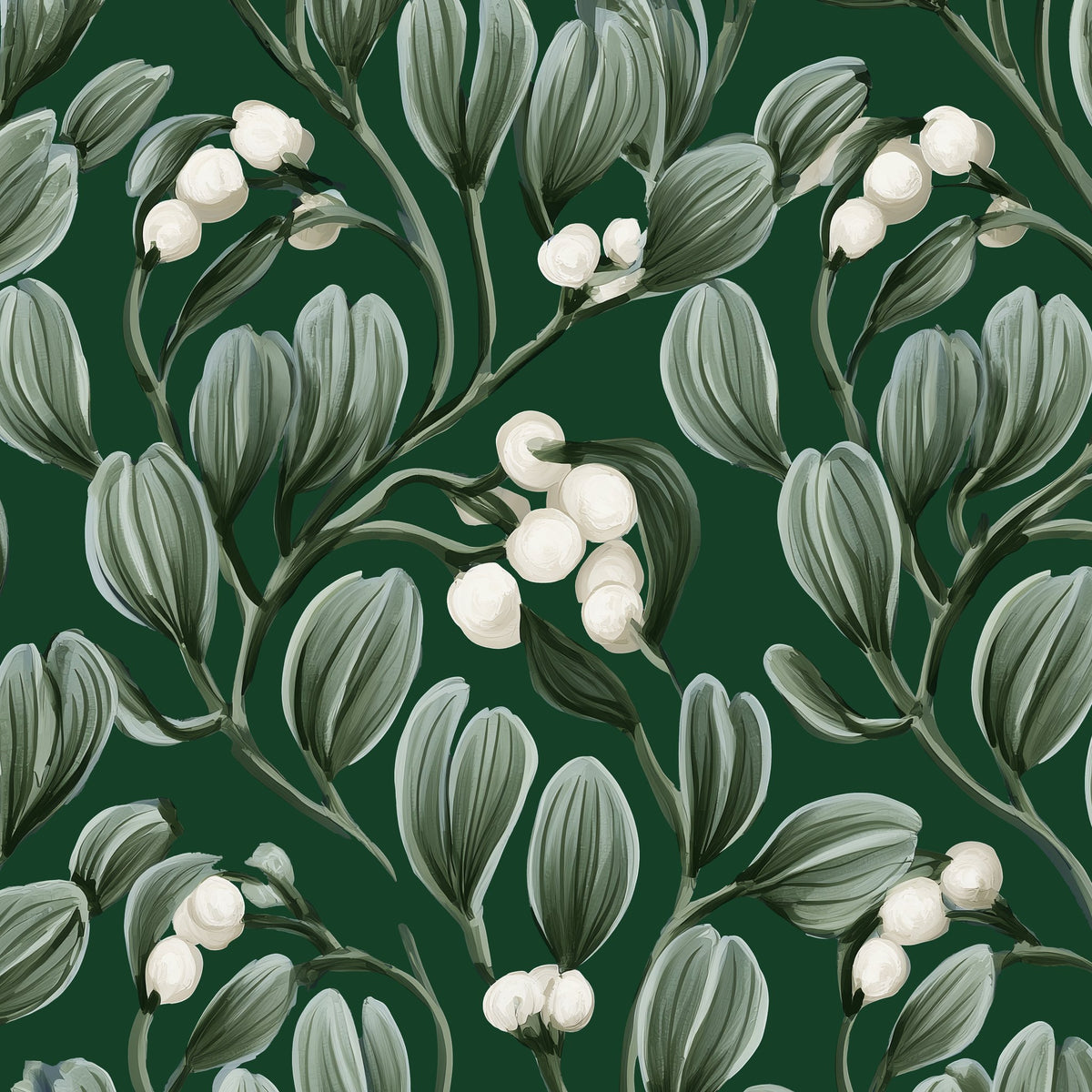 Mistletoe Christmas napkin print in green