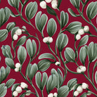 Mistletoe Christmas table runner print in burgundy