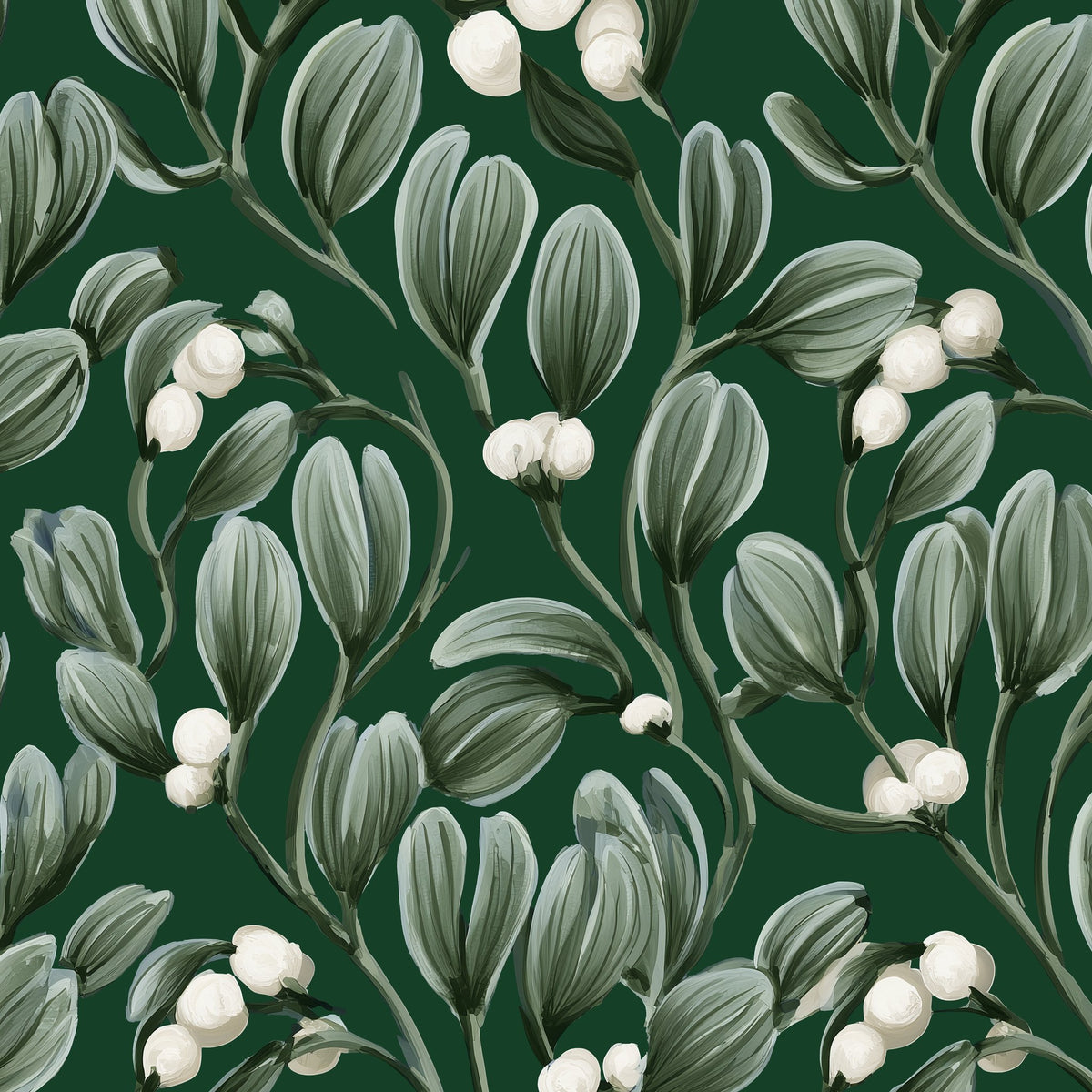 Mistletoe Christmas table runner print in green