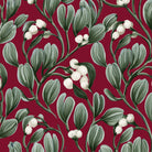 Mistletoe Christmas tablecloth print in burgundy