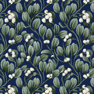 Mistletoe Christmas print: mistletoe and white berries on navy