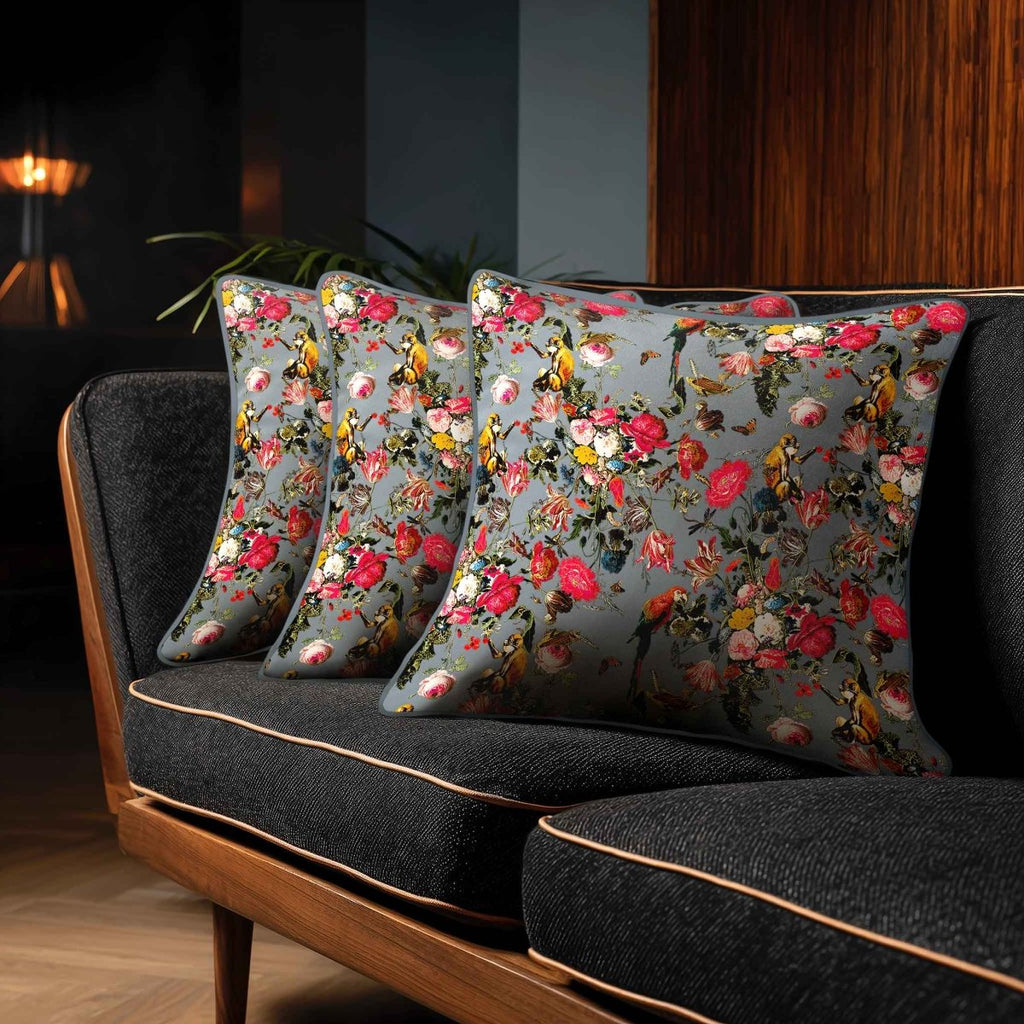 Monkey Puzzle | Sustainable Velvet Cushion - French Grey 40 x 40 cm Standard by Izabela Peters