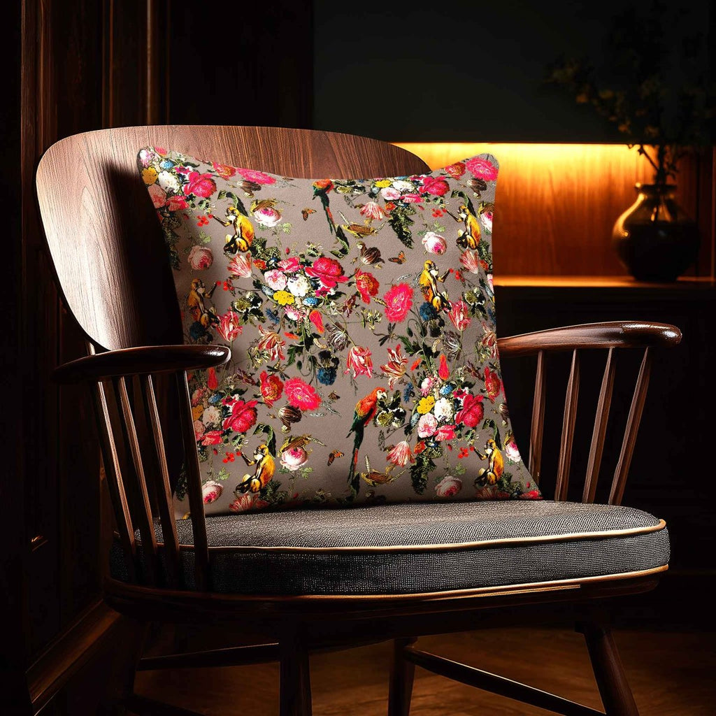 Monkey Puzzle | Sustainable Velvet Cushion - Dovedale Stone 40 x 40 cm Standard by Izabela Peters