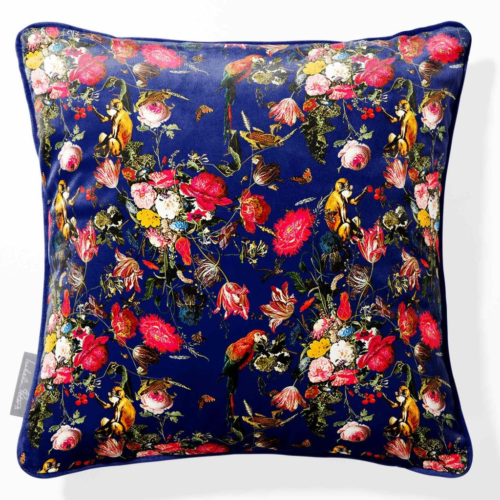Monkey Puzzle | Sustainable Velvet Cushion - Midnight 40 x 40 cm Piped by Izabela Peters