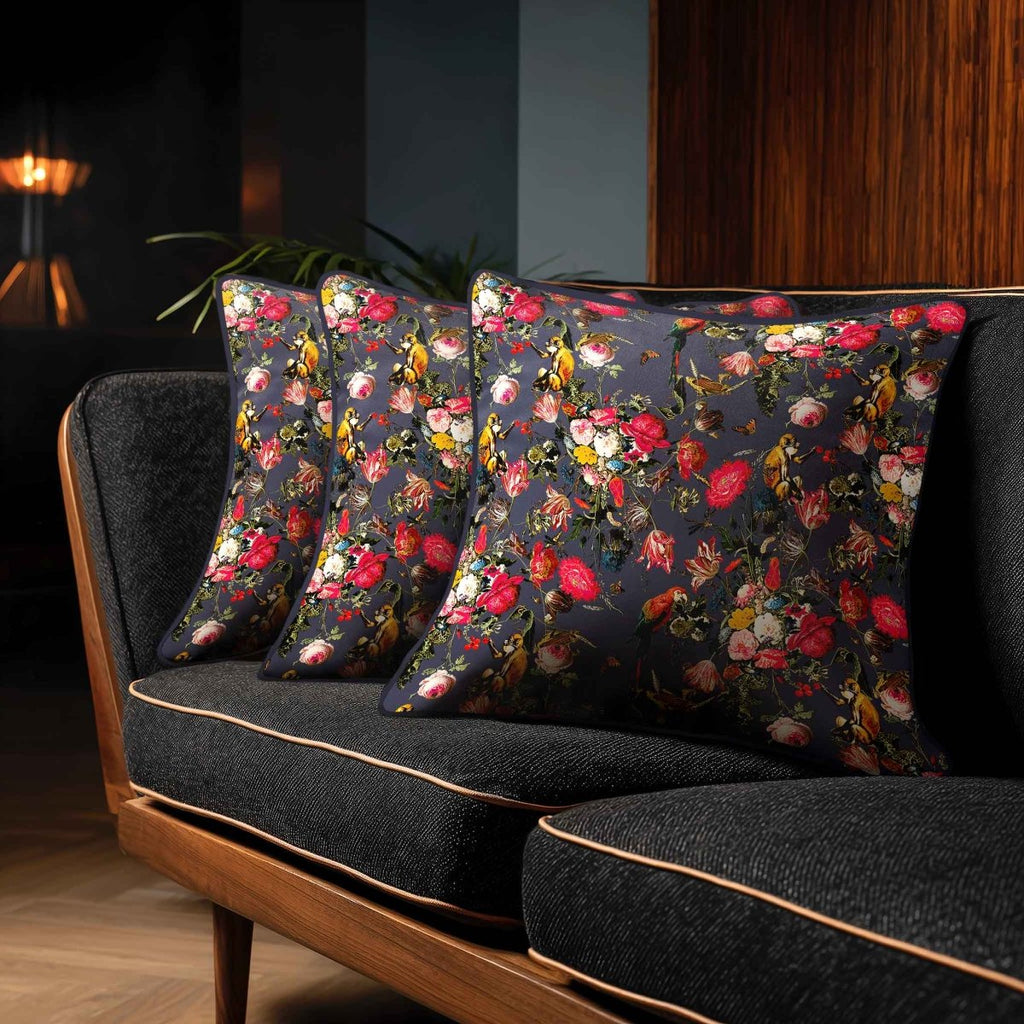 Monkey Puzzle | Sustainable Velvet Cushion - Graphite 40 x 40 cm Standard by Izabela Peters