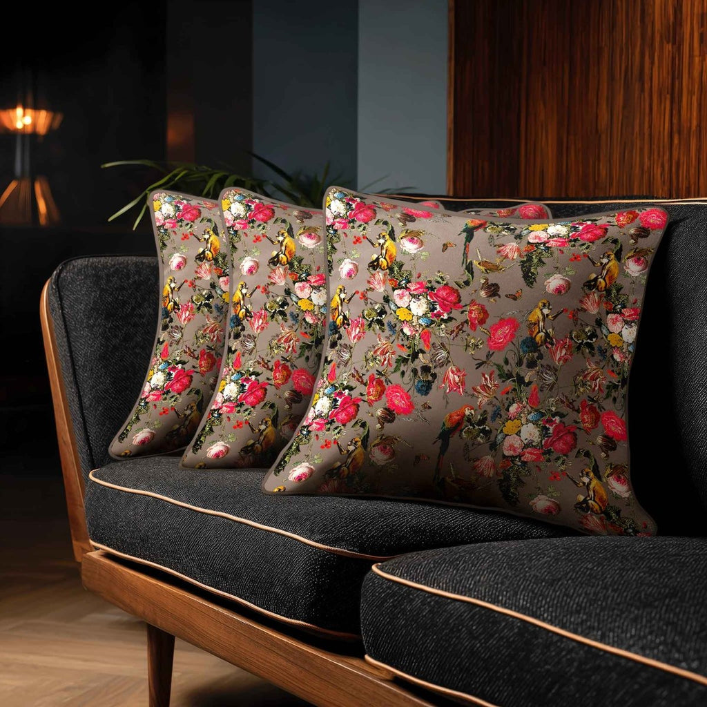 Monkey Puzzle | Sustainable Velvet Cushion - Dovedale Stone 40 x 40 cm Standard by Izabela Peters