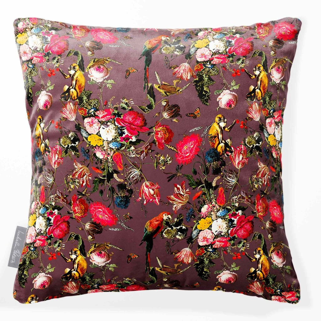 Monkey Puzzle | Sustainable Velvet Cushion - Italian Grape 40 x 40 cm Smooth by Izabela Peters
