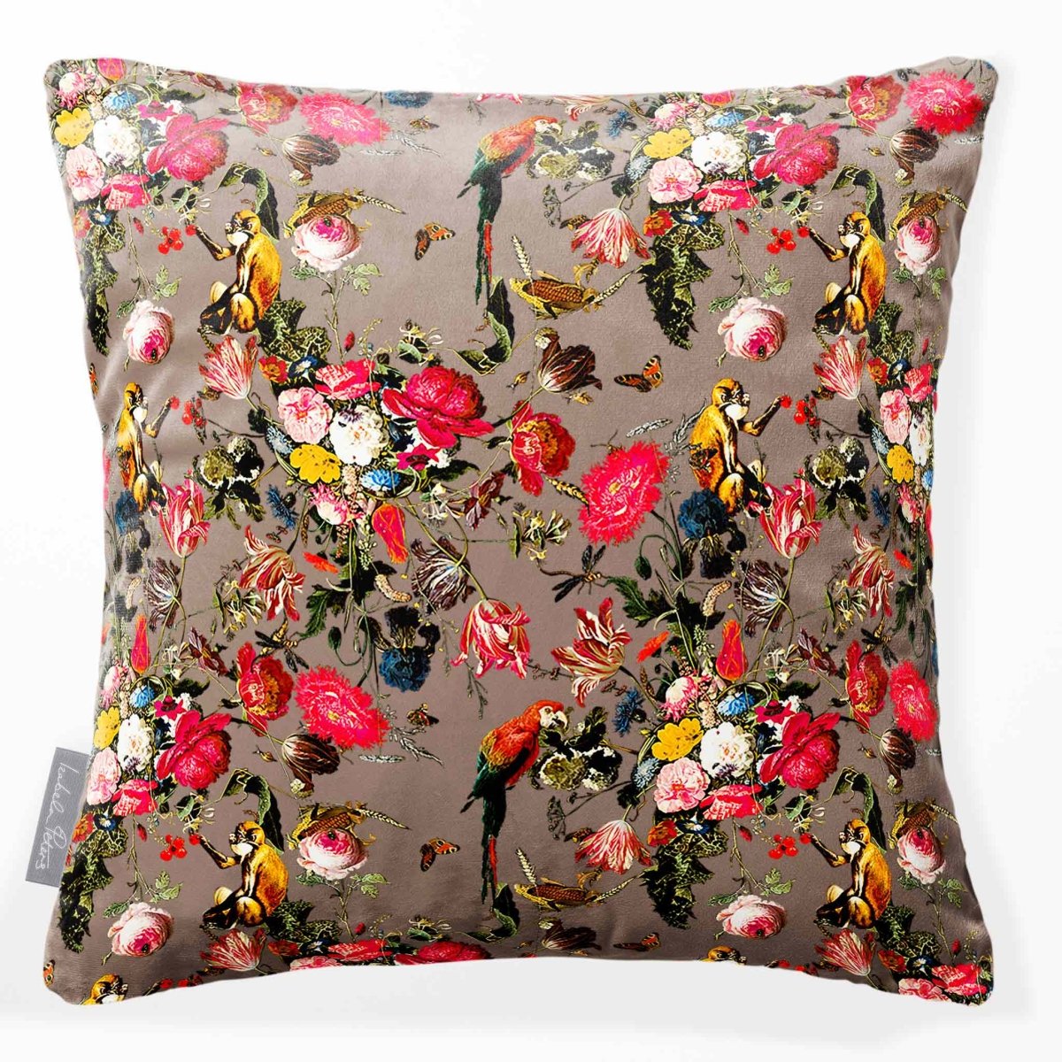 Monkey Puzzle | Sustainable Velvet Cushion - Dovedale Stone 40 x 40 cm Smooth by Izabela Peters