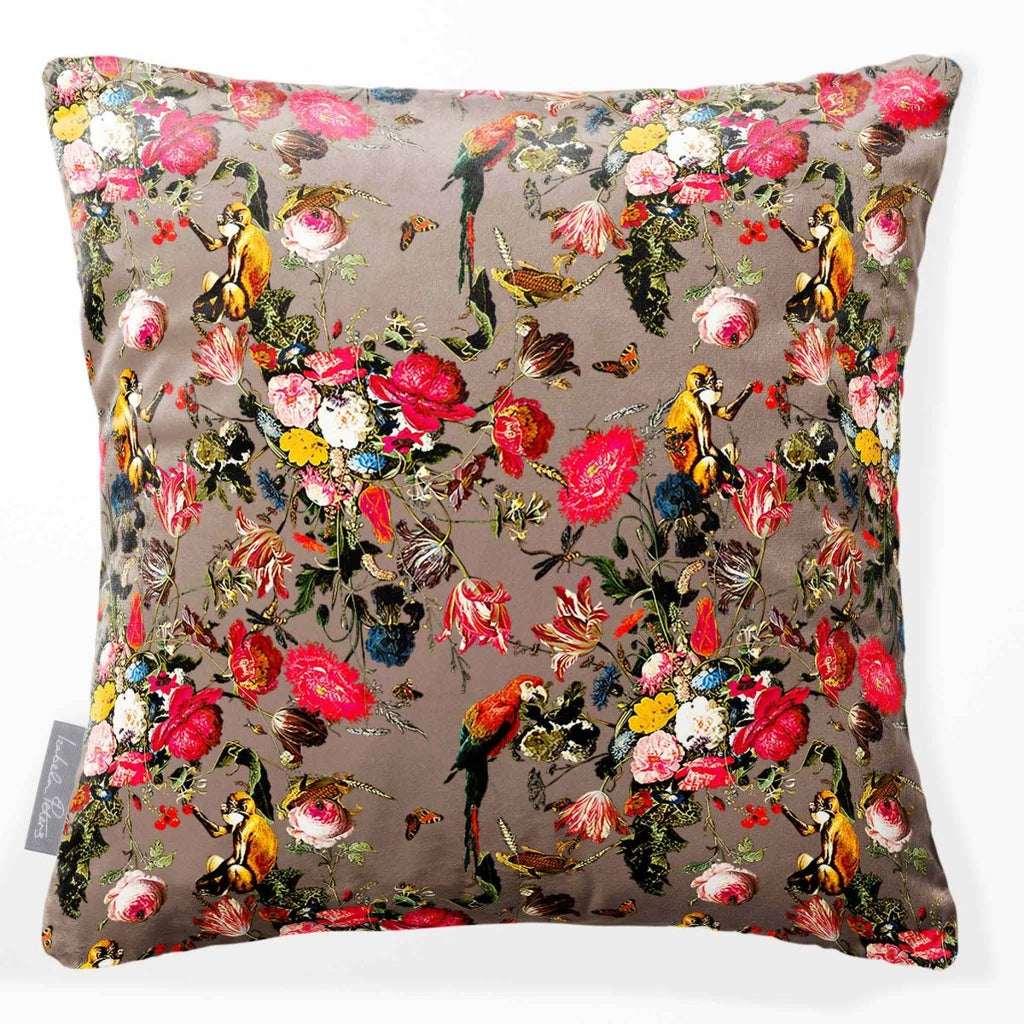 Monkey Puzzle | Sustainable Velvet Cushion - Dovedale Stone 40 x 40 cm Smooth by Izabela Peters