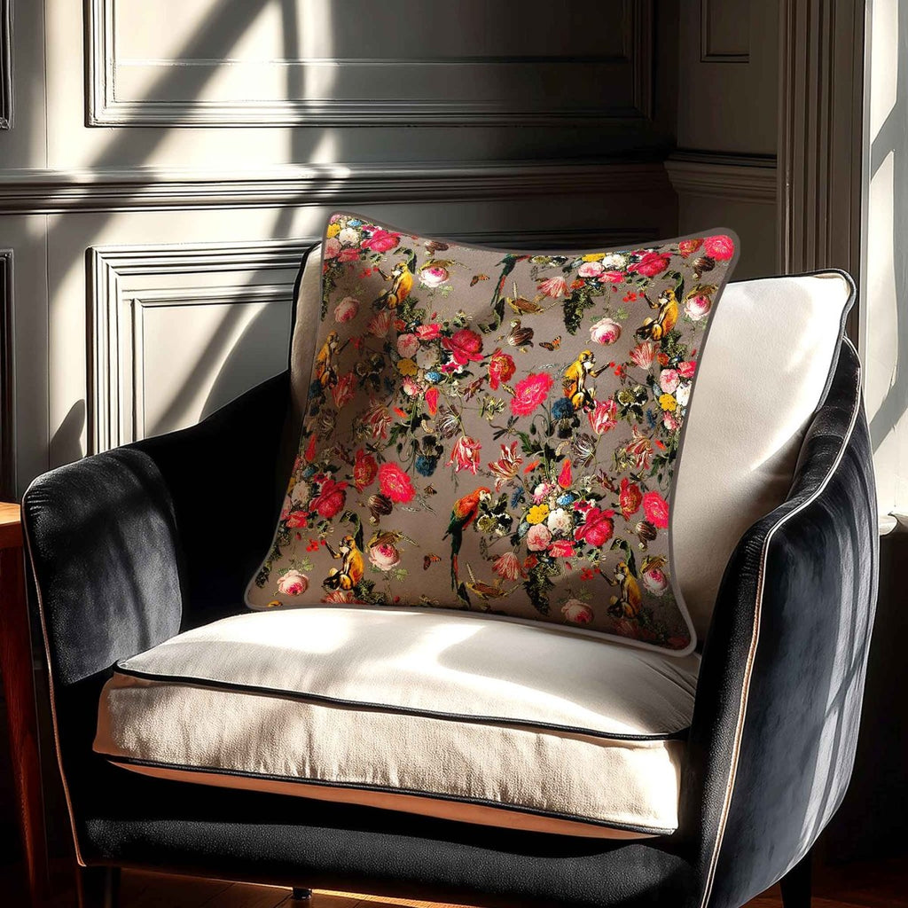 Monkey Puzzle | Sustainable Velvet Cushion - Dovedale Stone 40 x 40 cm Standard by Izabela Peters