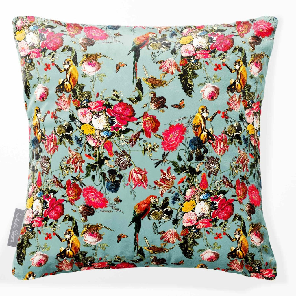 Monkey Puzzle | Sustainable Velvet Cushion - Blue Surf 40 x 40 cm Smooth by Izabela Peters