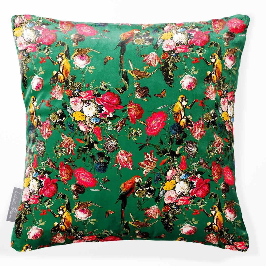 Monkey Puzzle | Sustainable Velvet Cushion - Emerald Green 40 x 40 cm Smooth by Izabela Peters