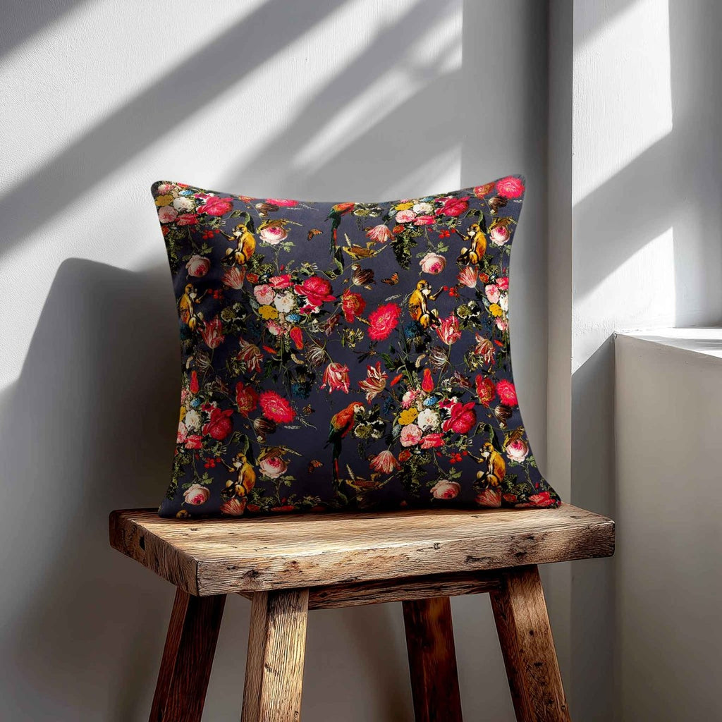 Monkey Puzzle | Sustainable Velvet Cushion - Graphite 40 x 40 cm Standard by Izabela Peters