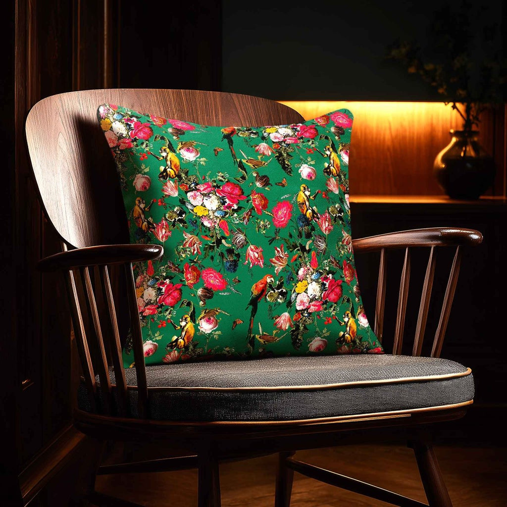 Monkey Puzzle | Sustainable Velvet Cushion - Emerald Green 40 x 40 cm Standard by Izabela Peters