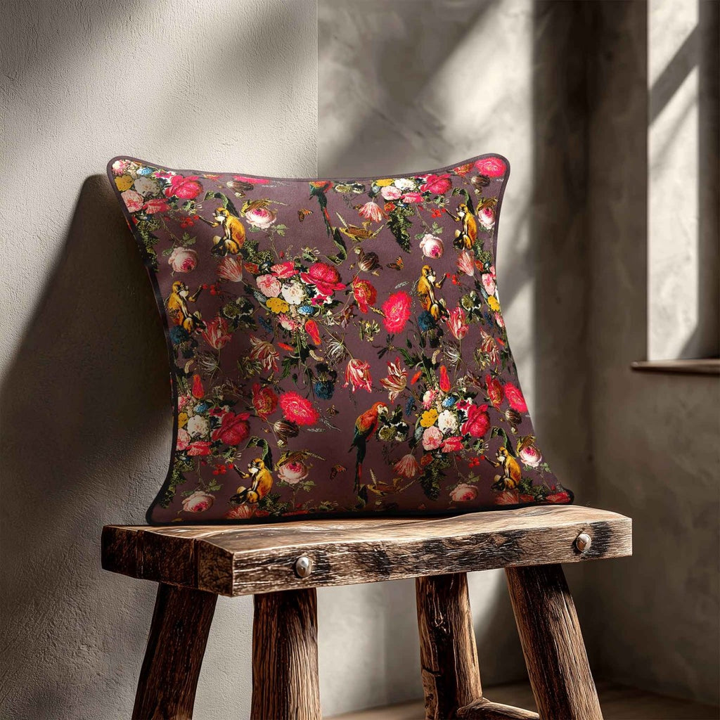 Monkey Puzzle | Sustainable Velvet Cushion - Italian Grape 40 x 40 cm Standard by Izabela Peters