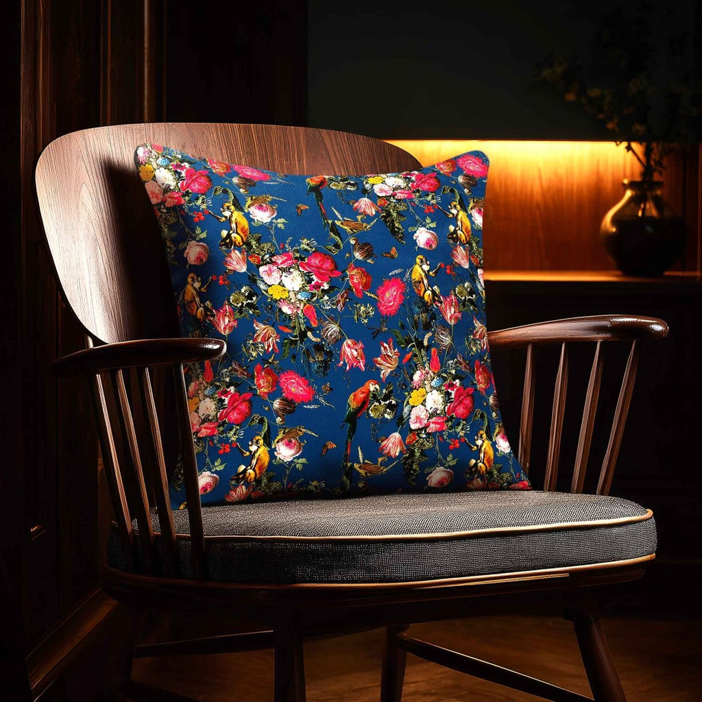 Monkey Puzzle | Sustainable Velvet Cushion - Estate Blue 40 x 40 cm Standard by Izabela Peters