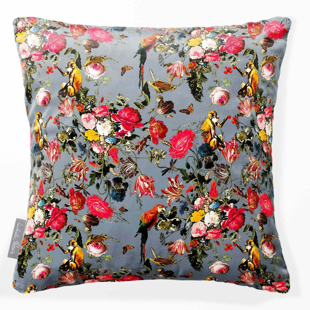 Monkey Puzzle | Sustainable Velvet Cushion - French Grey 40 x 40 cm Smooth by Izabela Peters