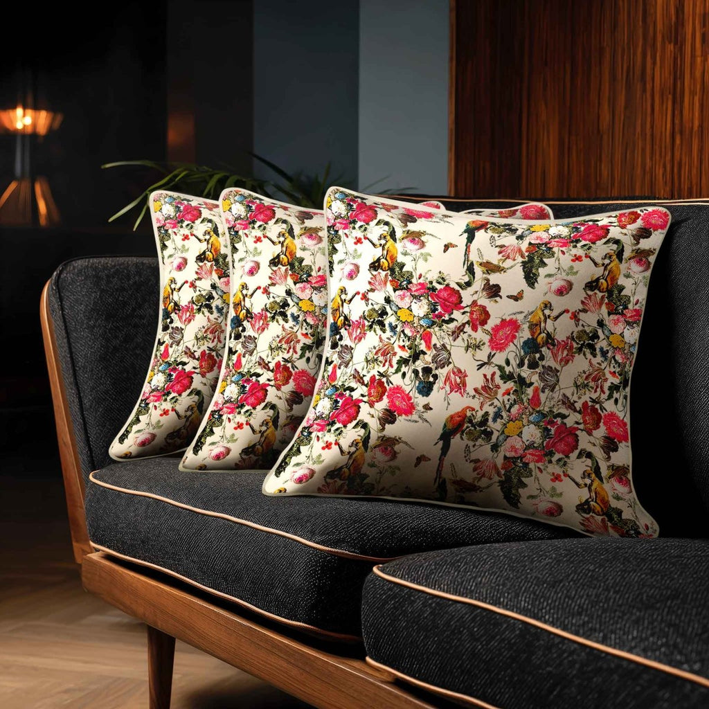 Monkey Puzzle | Sustainable Velvet Cushion - Ivory Cream 40 x 40 cm Standard by Izabela Peters