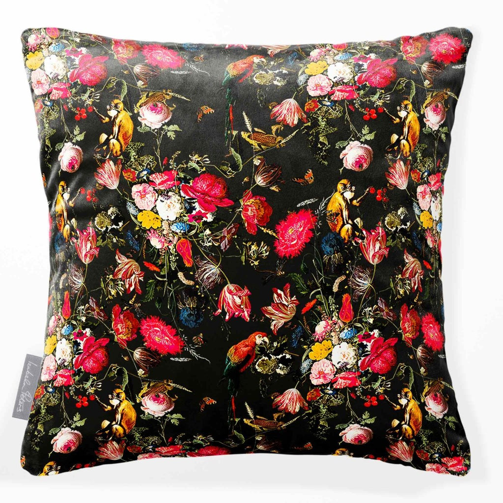 Monkey Puzzle | Sustainable Velvet Cushion - Charcoal 40 x 40 cm Smooth by Izabela Peters
