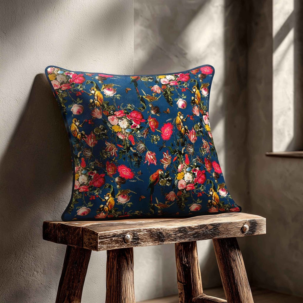Monkey Puzzle | Sustainable Velvet Cushion - Estate Blue 40 x 40 cm Standard by Izabela Peters