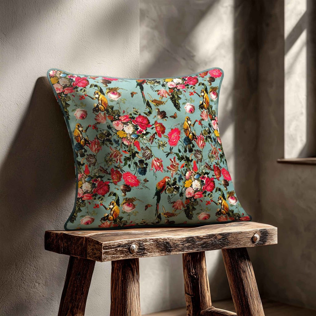 Monkey Puzzle | Sustainable Velvet Cushion - Blue Surf 40 x 40 cm Standard by Izabela Peters