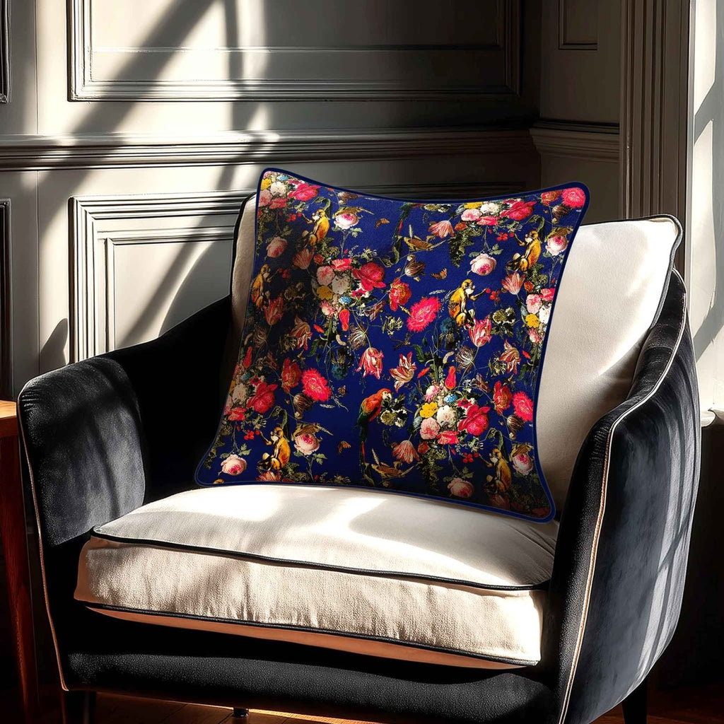 Monkey Puzzle | Sustainable Velvet Cushion - Midnight 40 x 40 cm Standard by Izabela Peters