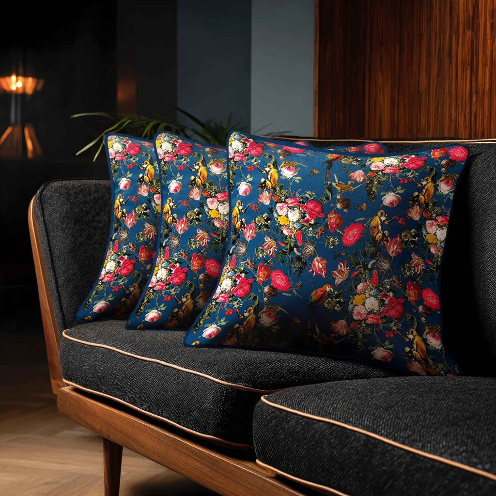 Monkey Puzzle | Sustainable Velvet Cushion - Estate Blue 40 x 40 cm Standard by Izabela Peters