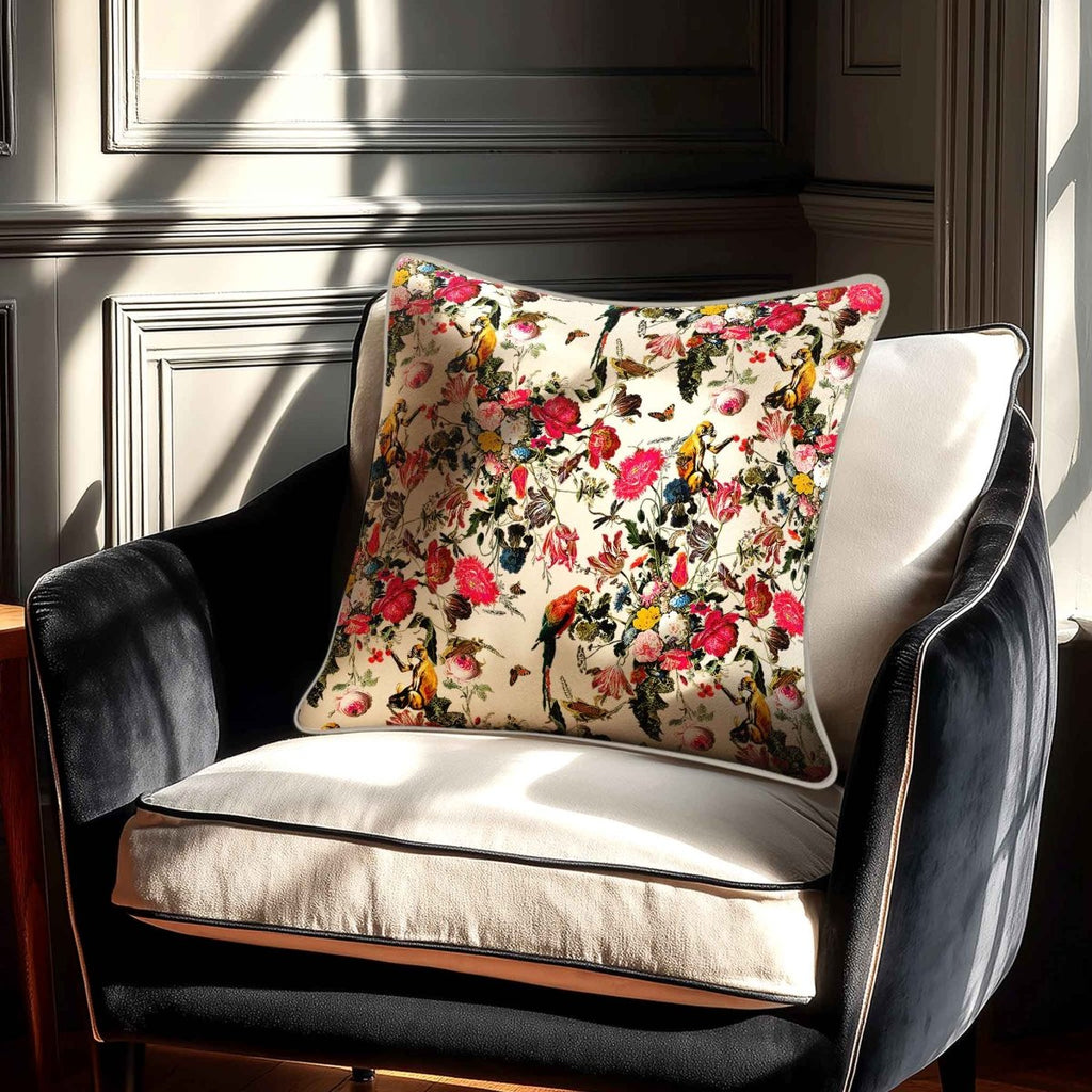 Monkey Puzzle | Sustainable Velvet Cushion - Ivory Cream 40 x 40 cm Standard by Izabela Peters