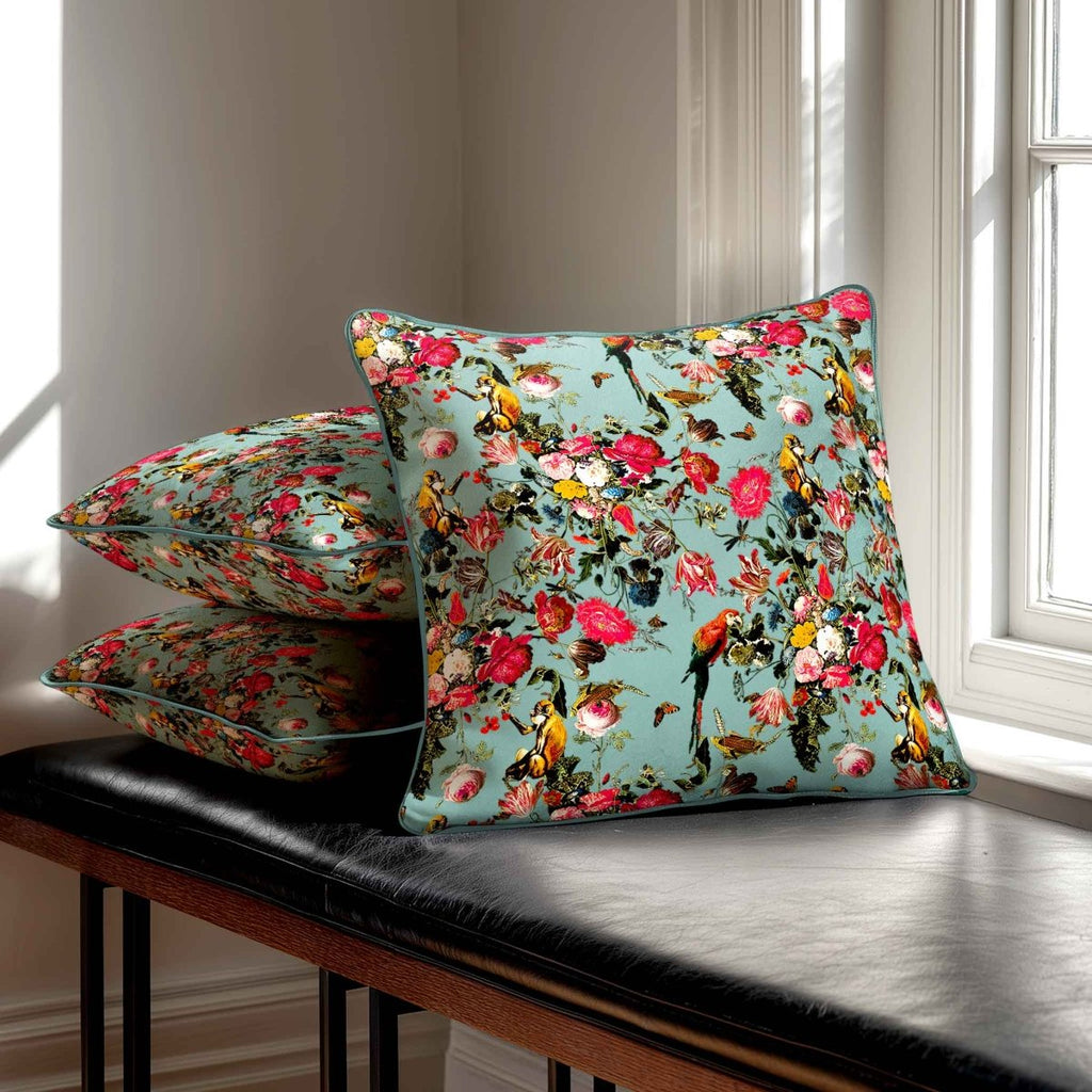 Monkey Puzzle | Sustainable Velvet Cushion - Blue Surf 40 x 40 cm Standard by Izabela Peters