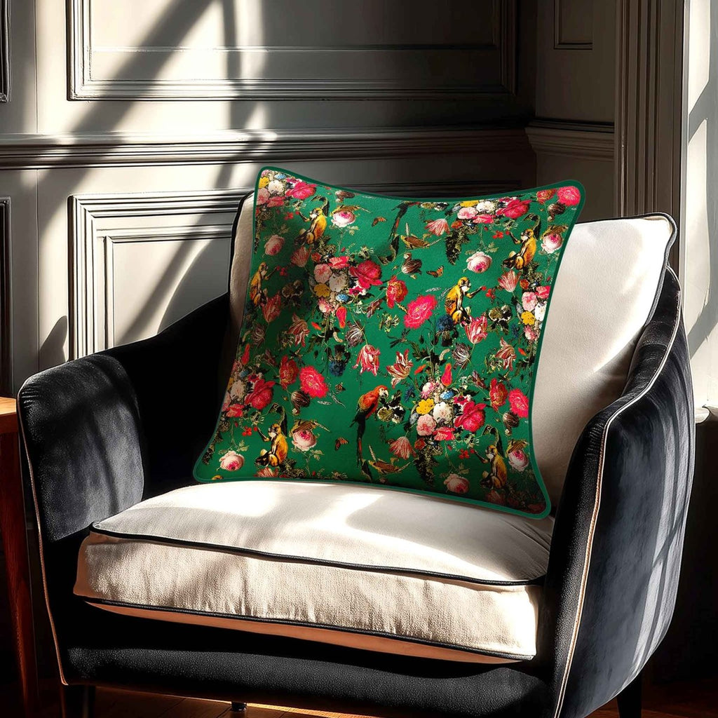 Monkey Puzzle | Sustainable Velvet Cushion - Emerald Green 40 x 40 cm Standard by Izabela Peters