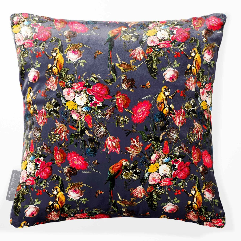 Monkey Puzzle | Sustainable Velvet Cushion - Graphite 40 x 40 cm Smooth by Izabela Peters
