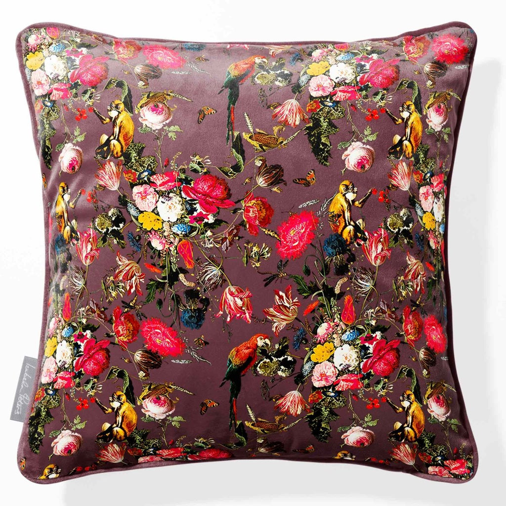 Monkey Puzzle | Sustainable Velvet Cushion - Dovedale Stone 40 x 40 cm Classic by Izabela Peters
