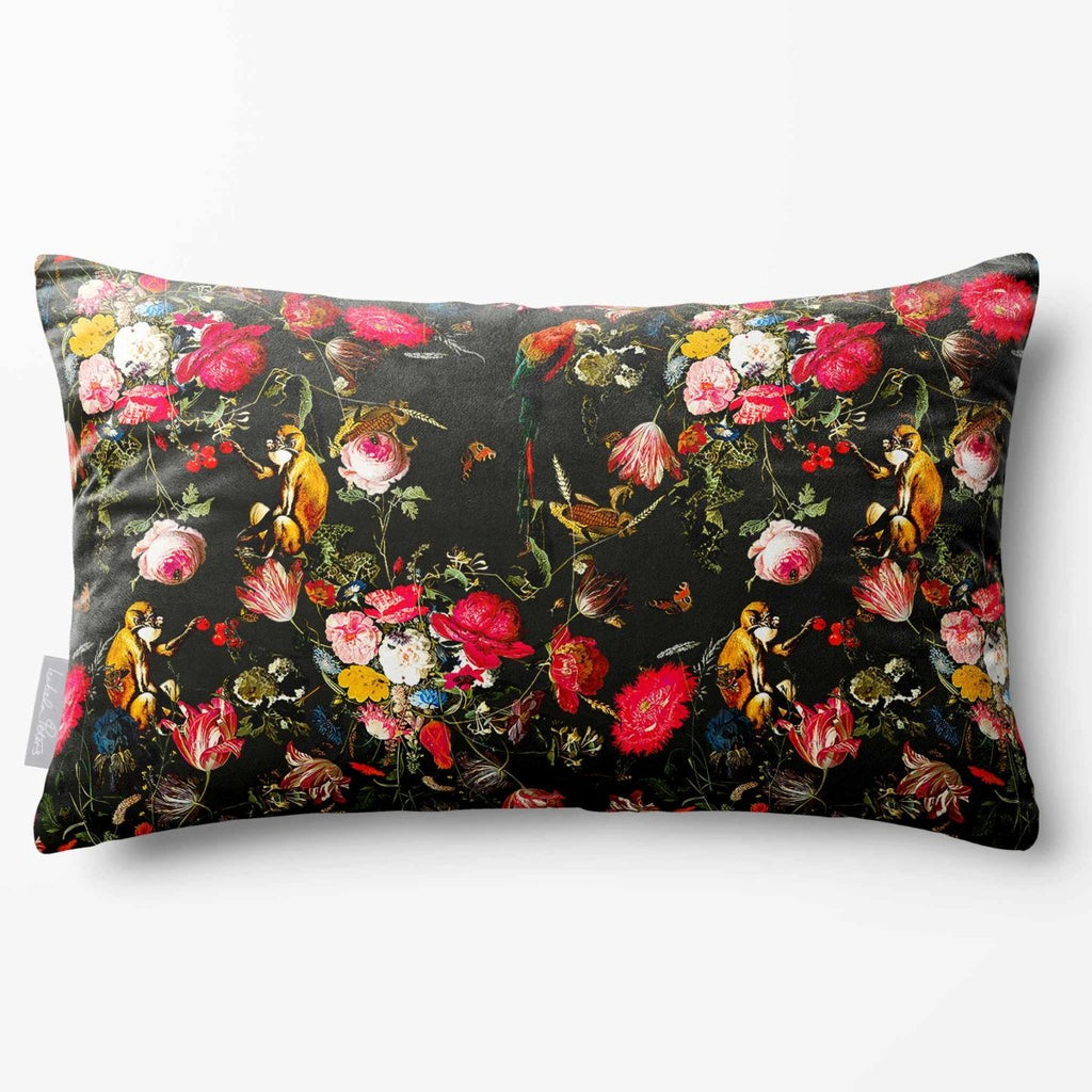Monkey Puzzle | Sustainable Velvet Rectangle Cushion - Charcoal 50 x 30 cm Standard by Izabela Peters